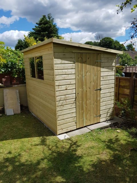 Pent Shed 7ft Wide x 7ft Deep 2 Front Windows and Side Door