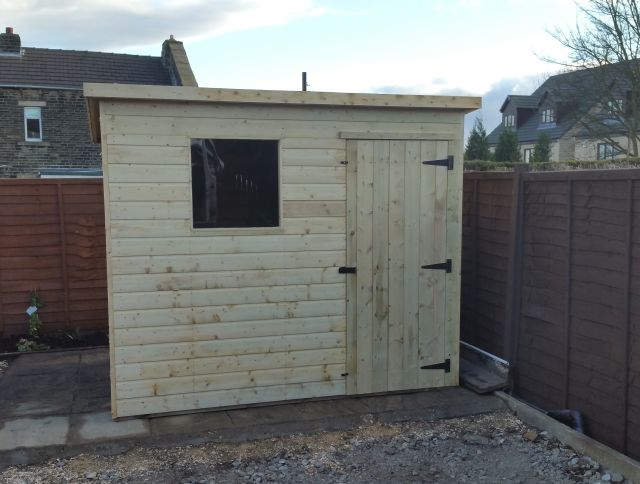 Pent Shed 9ft Wide x 4ft Deep 1 Front Window To The Left and Front Door To the Right